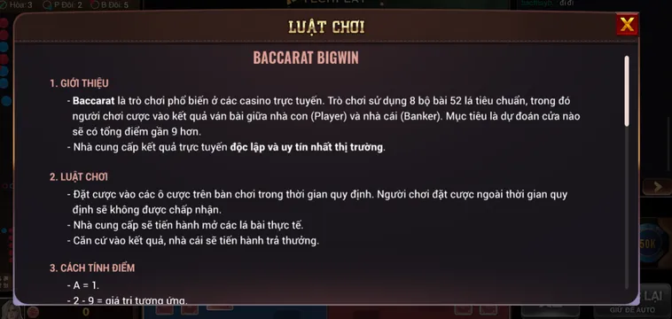Baccarat BigWin Tại BomWin Sân Chơi Bài Đỉnh Cao Dành Cho Những Tay Chơi Chuyên Nghiệp
