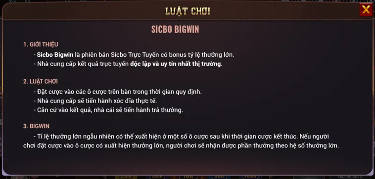 Khám Phá Siêu Phẩm Sicbo BigWin Tại BomWin Với Những Phần Thưởng Giá Trị Khổng Lồ